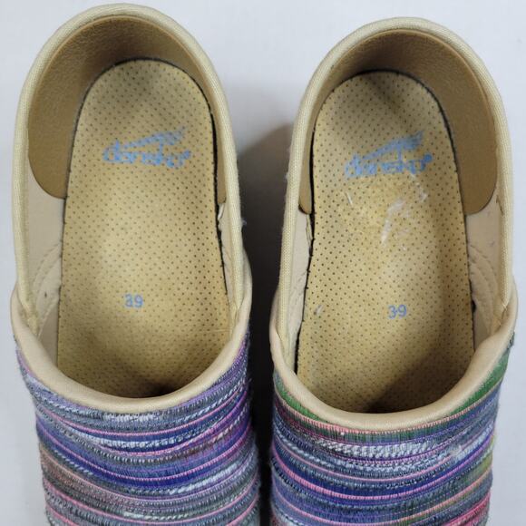 Dansko Jute Pro Artisan Clogs Loafers Blue Colorful Weave Women's Size 8.5 EU 39 - Picture 6 of 7
